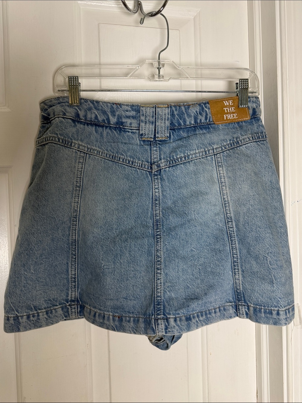 Women’s We The Free Light Blue Button-Front Denim Mini Skirt Size 29 - Picture 5 of 6